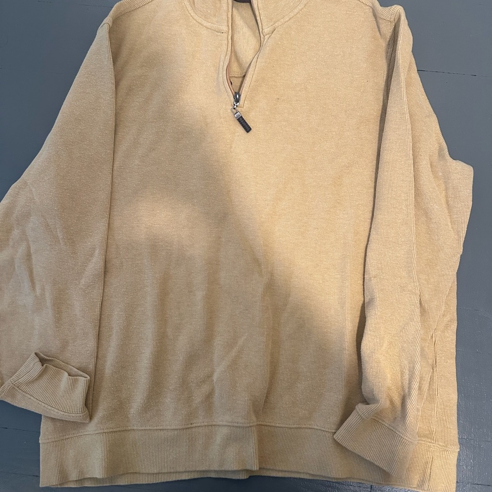 Tasso Elba Cotton Sweater in Tan and Black
